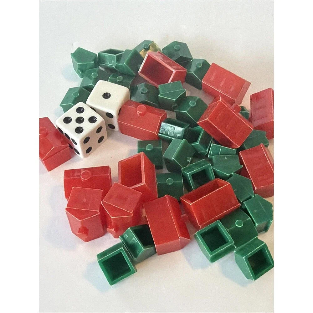 Monopoly Game Replacement Parts Hotels and Houses and Dice